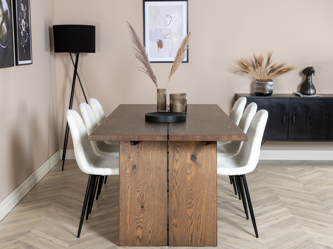 Jedilniški komplet Dallas 1841 (Temen hrast + Bela + Črna)