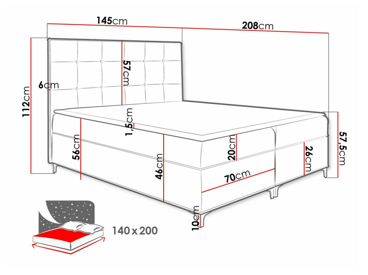 Boxspring postelja Porta (Fresh 13)
