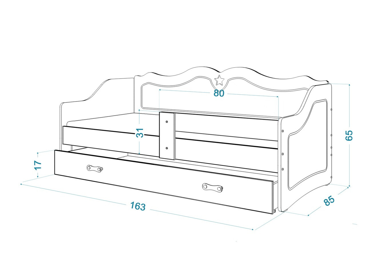 Postelja Aurora 148 (Bela)