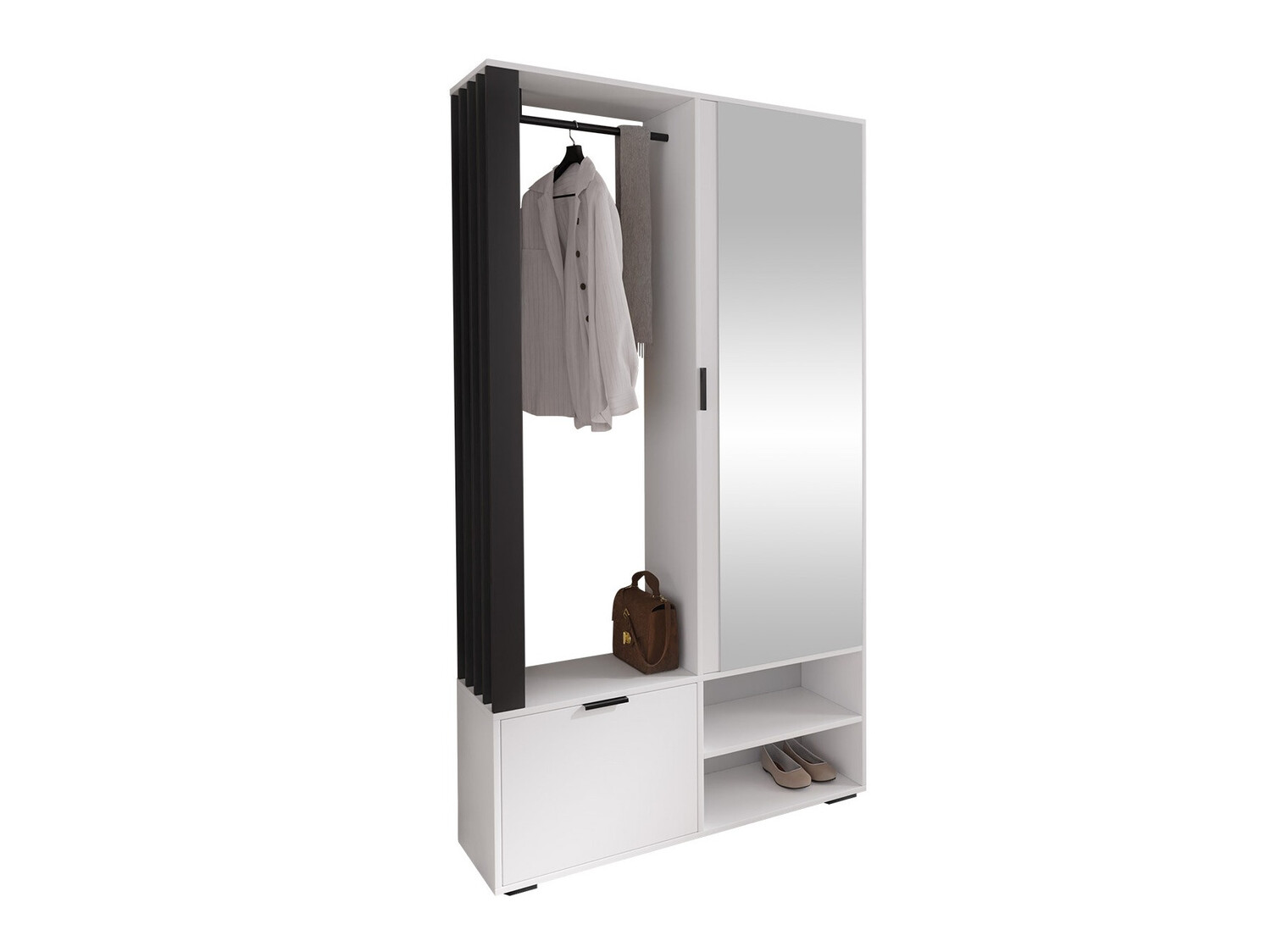 Komplet za predsobo Stanton 145 (Bela + Črna)