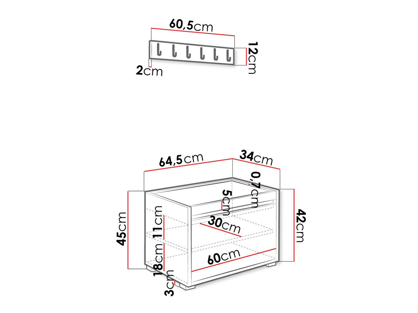 Komplet za predsobo Comfivo Pinus VII (Bela + Manila 32)