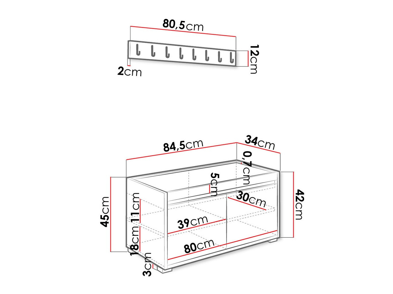 Komplet za predsobo Comfivo Pinus IV (Bela + Manila 32)