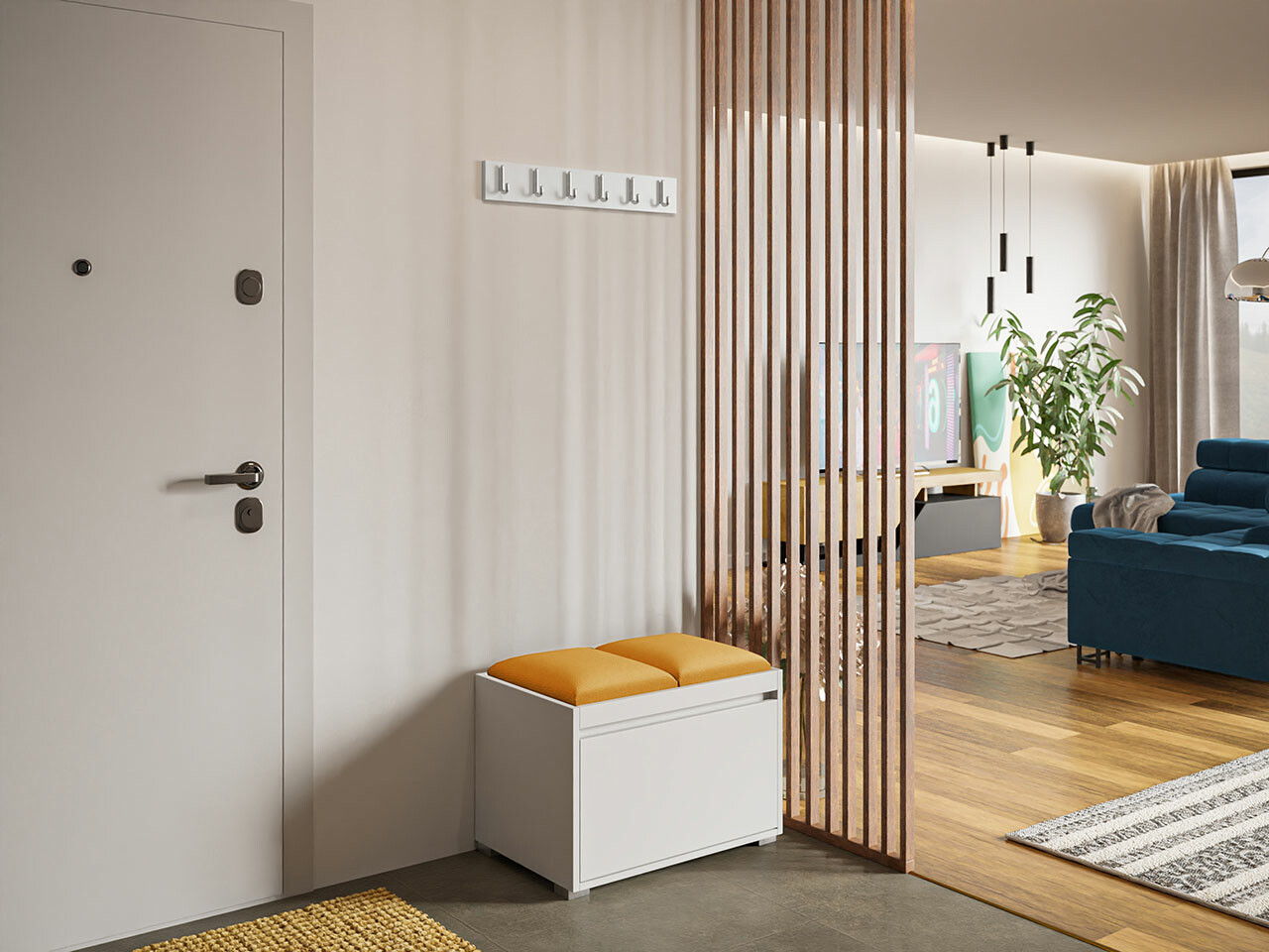 Komplet za predsobo Comfivo Pinus VI (Bela + Manila 32)
