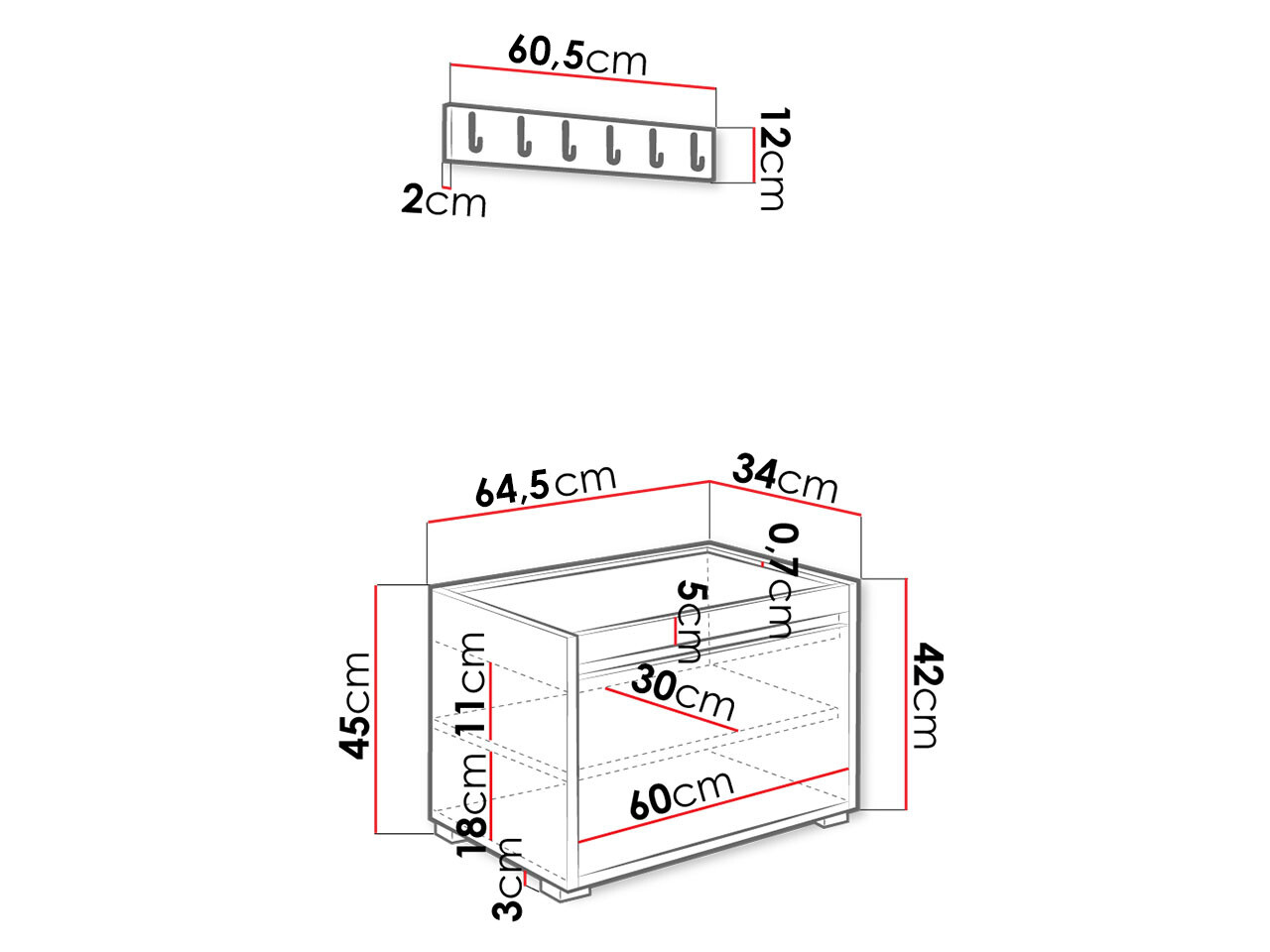 Komplet za predsobo Comfivo Pinus VI (Bela + Manila 32)