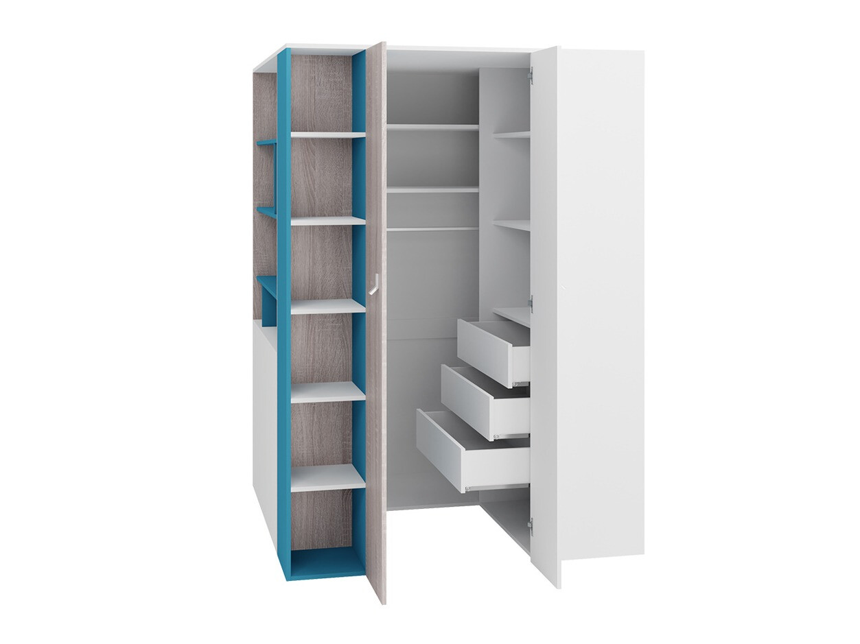 Komplet pohištva za otroško sobo Camteso 115 (Bela + Hrast + Turkizna)