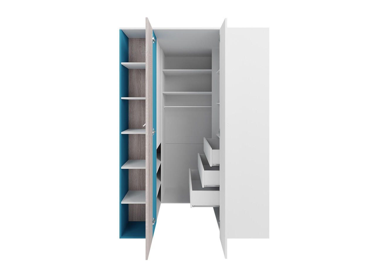 Komplet pohištva za otroško sobo Camteso 115 (Bela + Hrast + Turkizna)