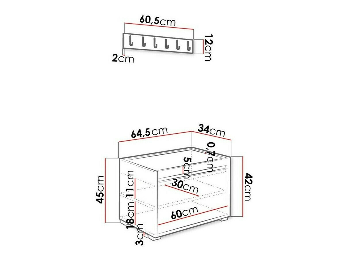 Komplet za predsobo Comfivo Pinus V (Bela + Manila 32)