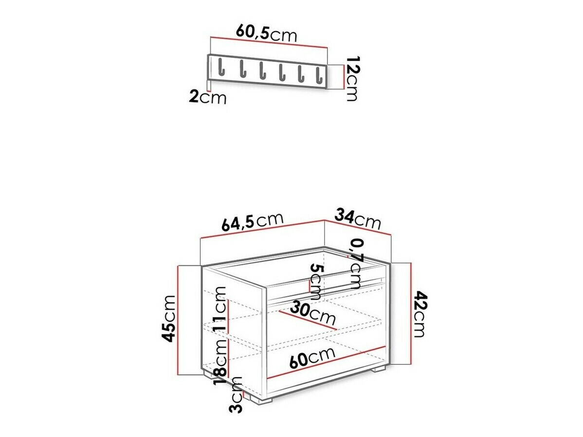 Komplet za predsobo Comfivo Pinus VIII (Bela + Manila 32)