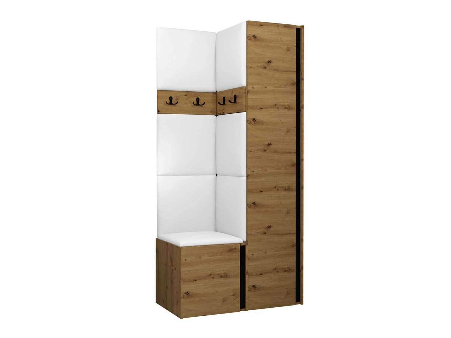 Komplet za predsobo Pinis XXIV (Artisan hrast + Črna)