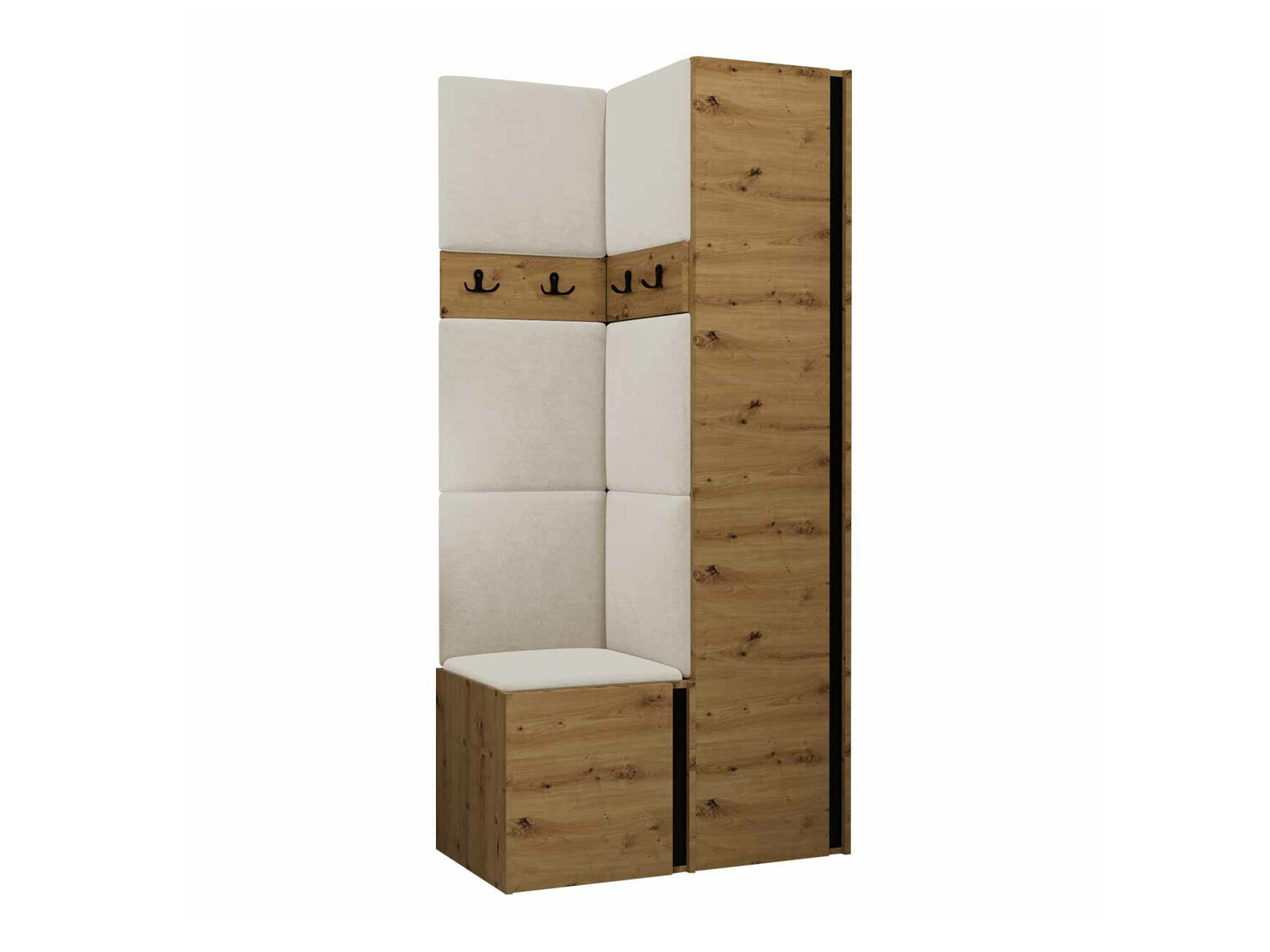 Komplet za predsobo Pinis XXIV (Artisan hrast + Črna)