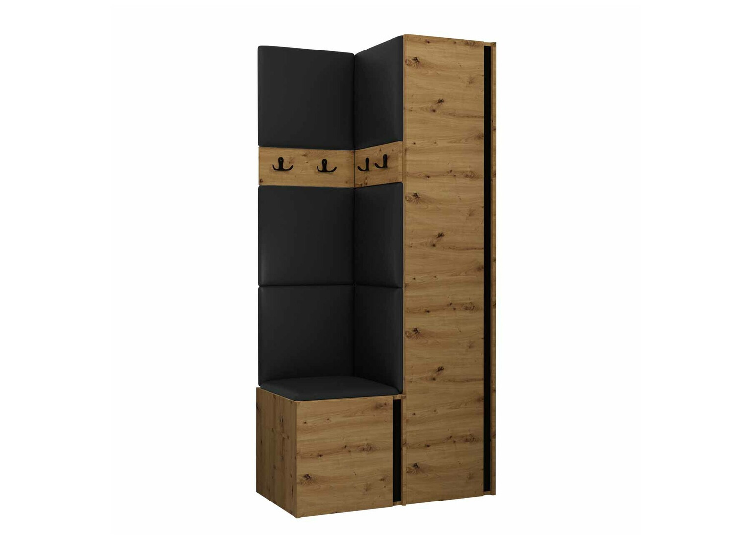 Komplet za predsobo Pinis XXIV (Artisan hrast + Črna)