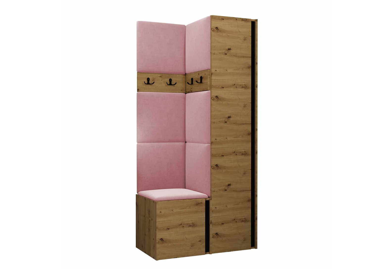 Komplet za predsobo Pinis XXIV (Artisan hrast + Črna)