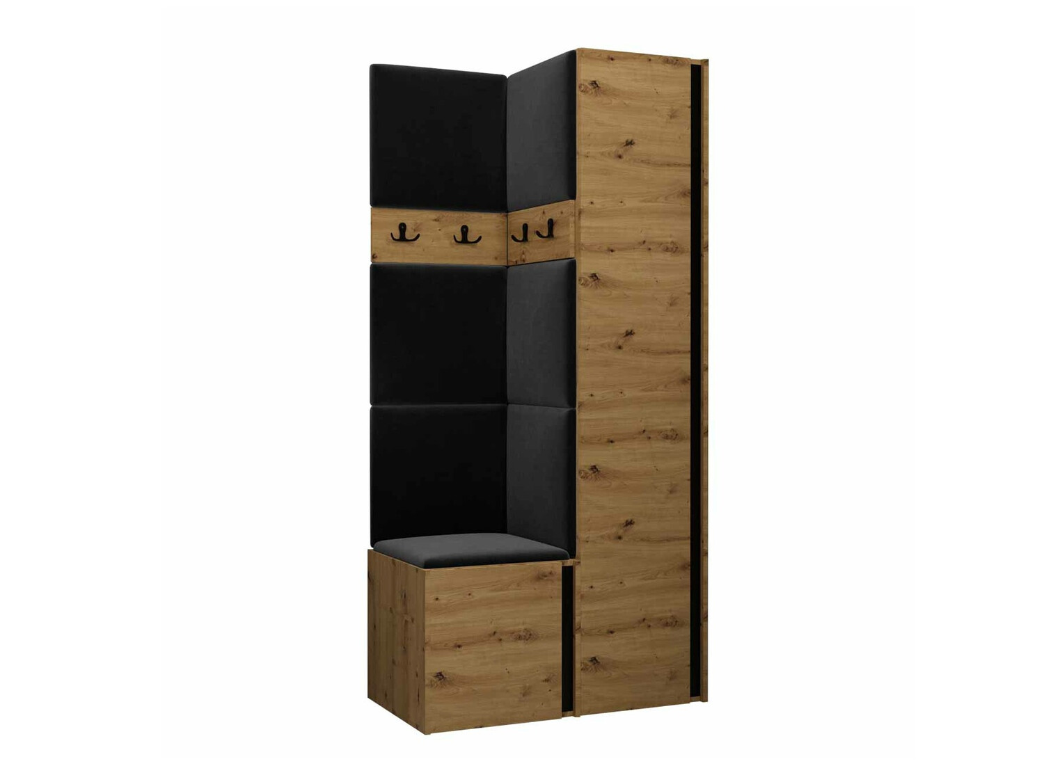 Komplet za predsobo Pinis XXIV (Artisan hrast + Črna)