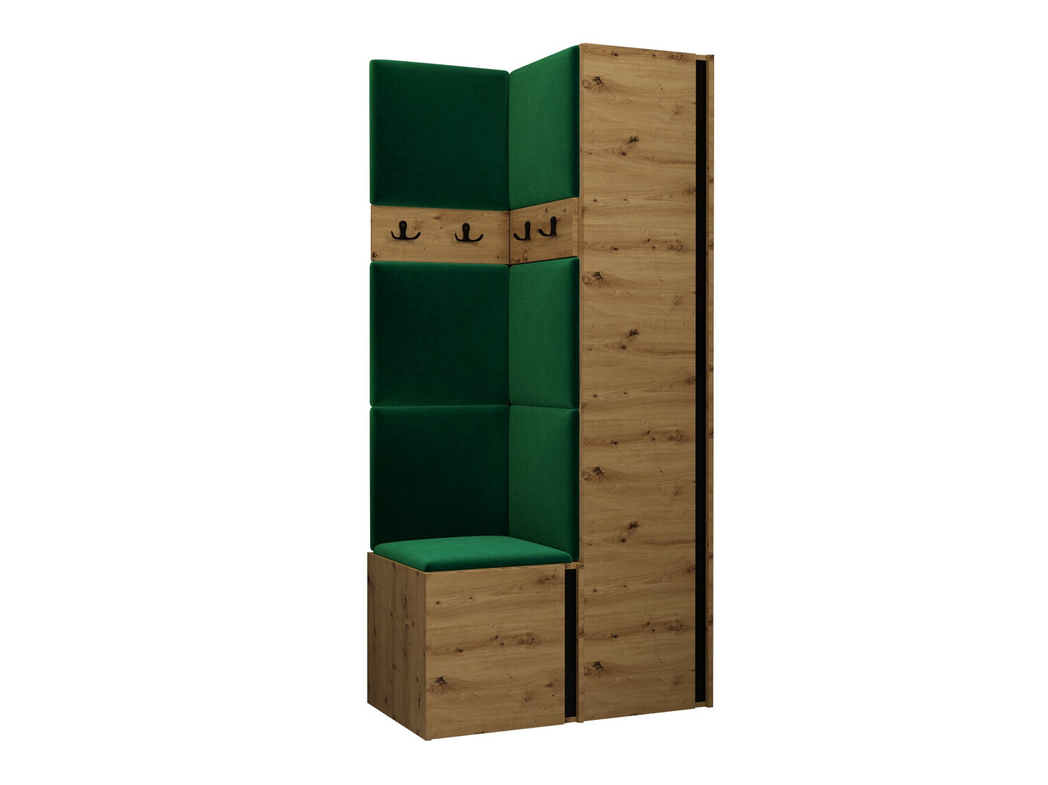 Komplet za predsobo Pinis XXIV (Artisan hrast + Črna)
