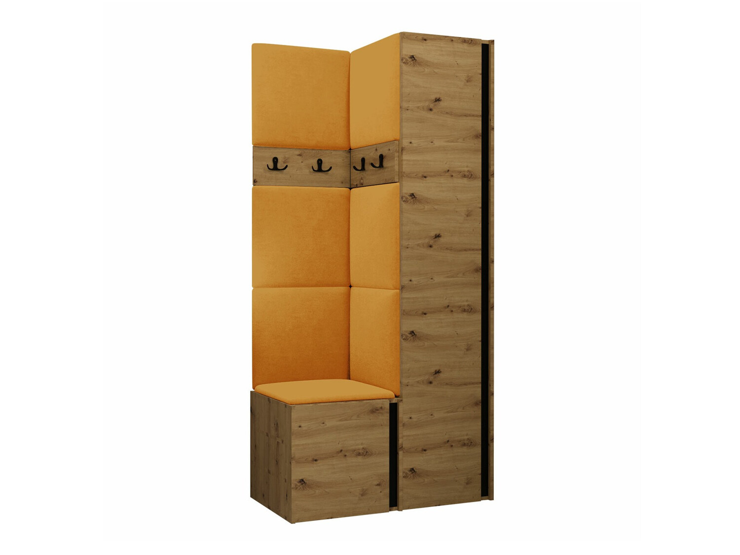 Komplet za predsobo Pinis XXIV (Artisan hrast + Črna)
