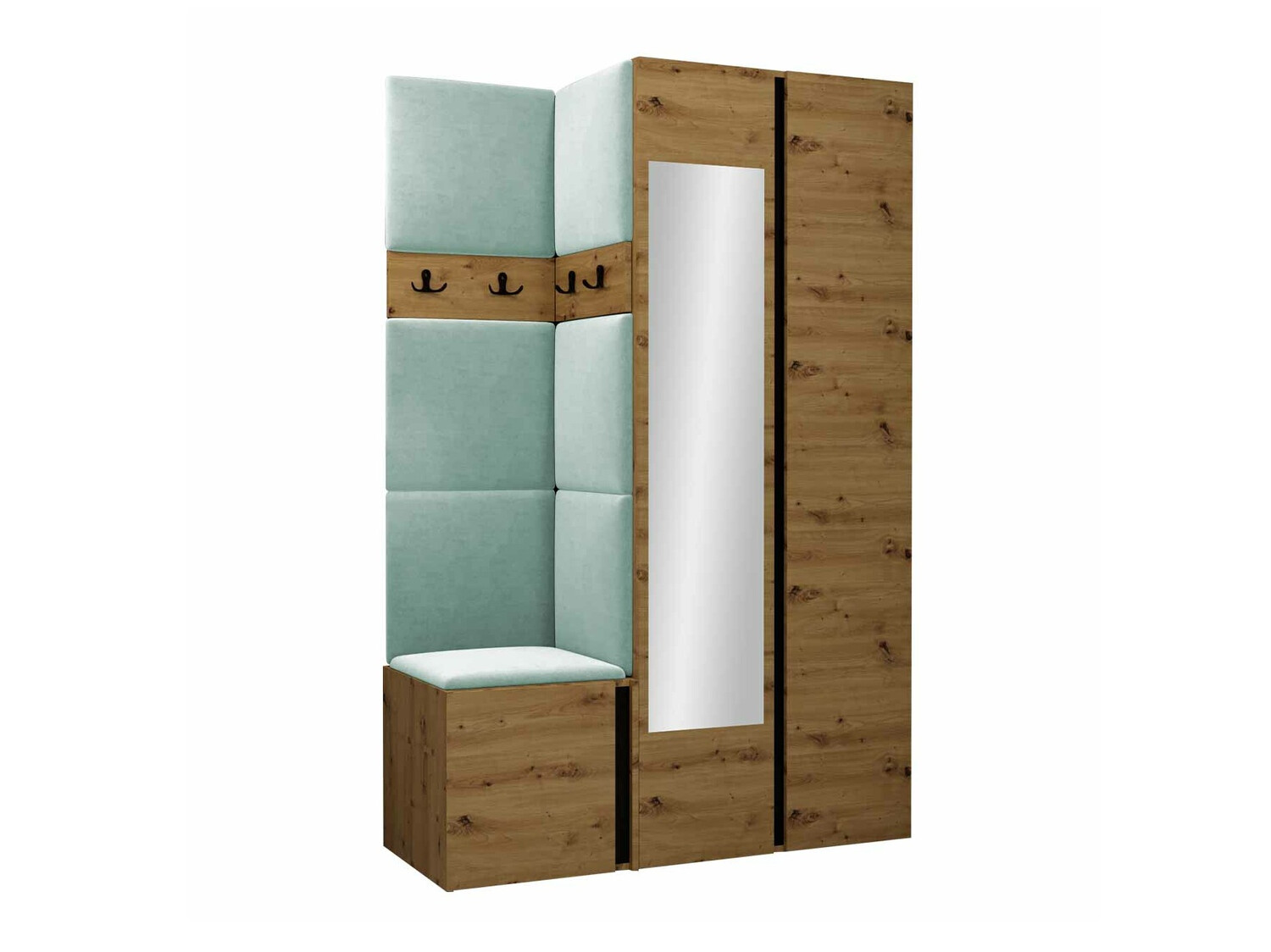 Komplet za predsobo Pinis XXVI (Artisan hrast + Črna)