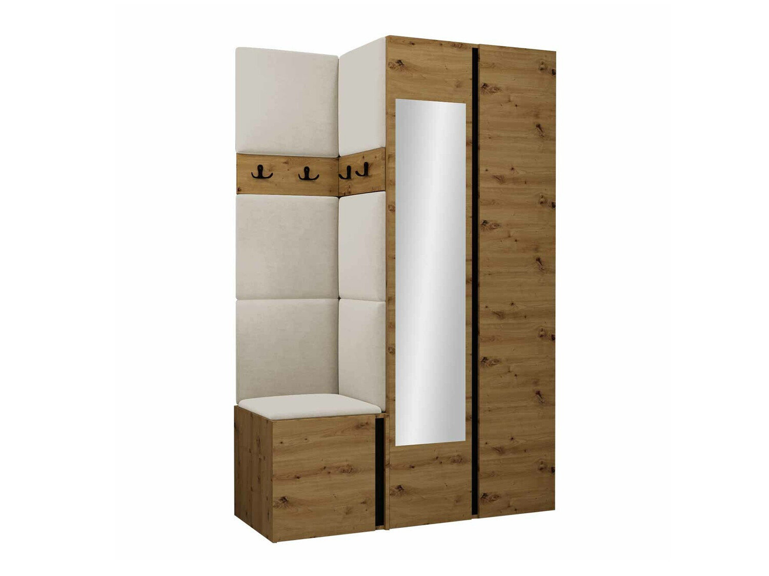 Komplet za predsobo Pinis XXVI (Artisan hrast + Črna)