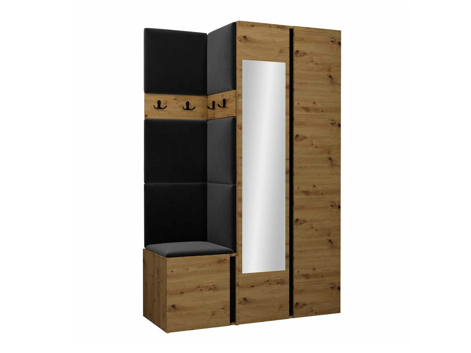 Komplet za predsobo Pinis XXVI (Artisan hrast + Črna)