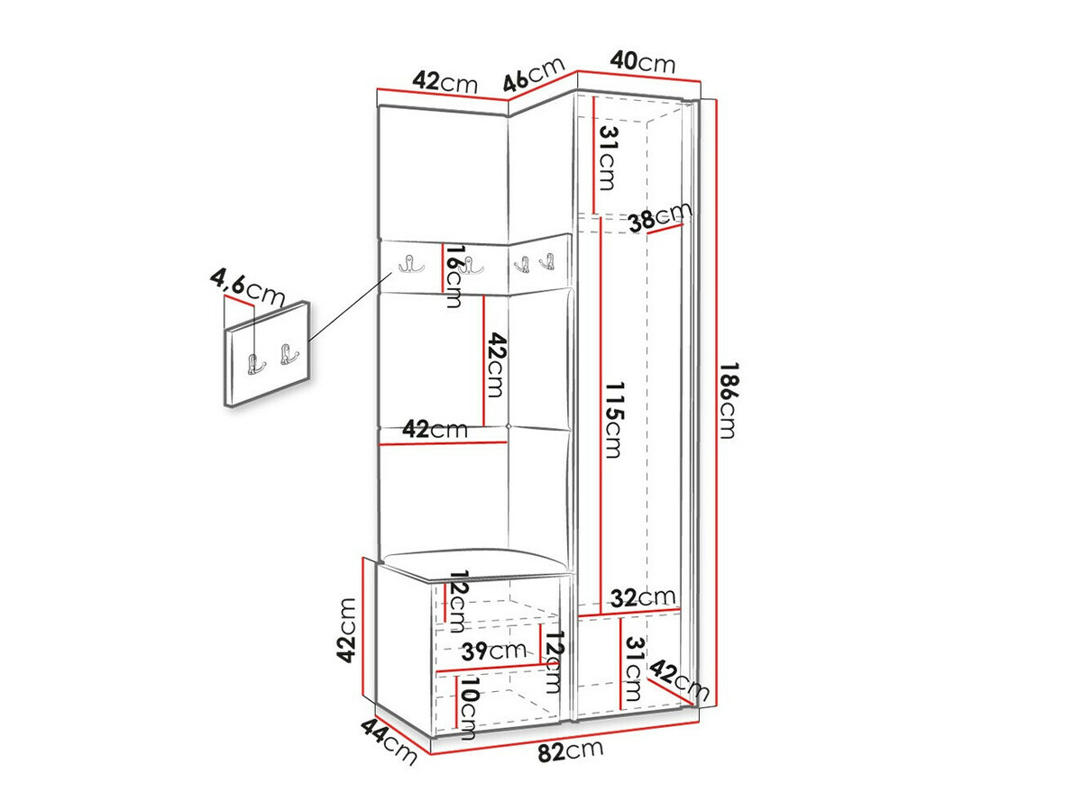 Komplet za predsobo Hartford 354 (Grafit)