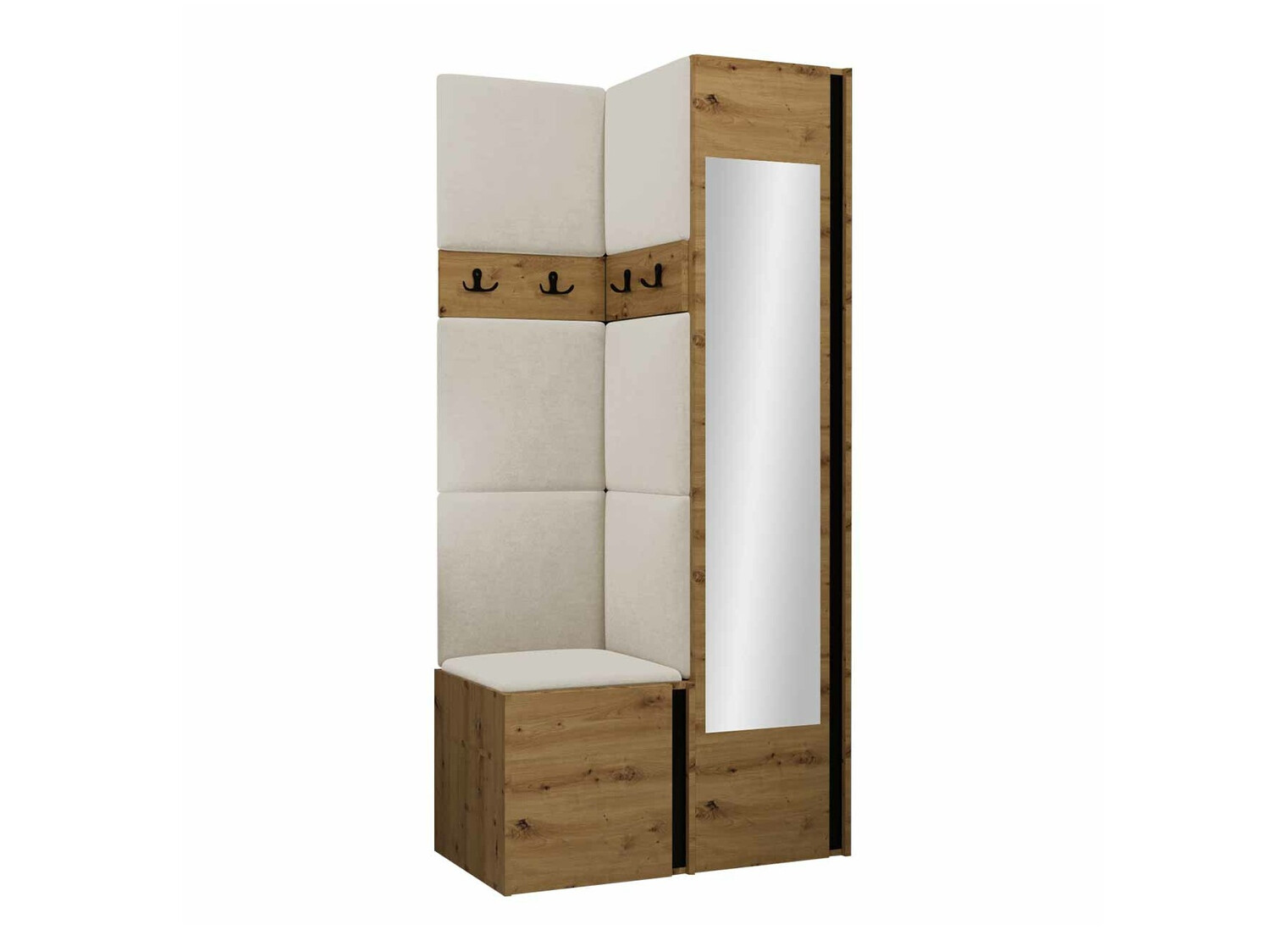 Komplet za predsobo Pinis XXV (Artisan hrast + Črna)