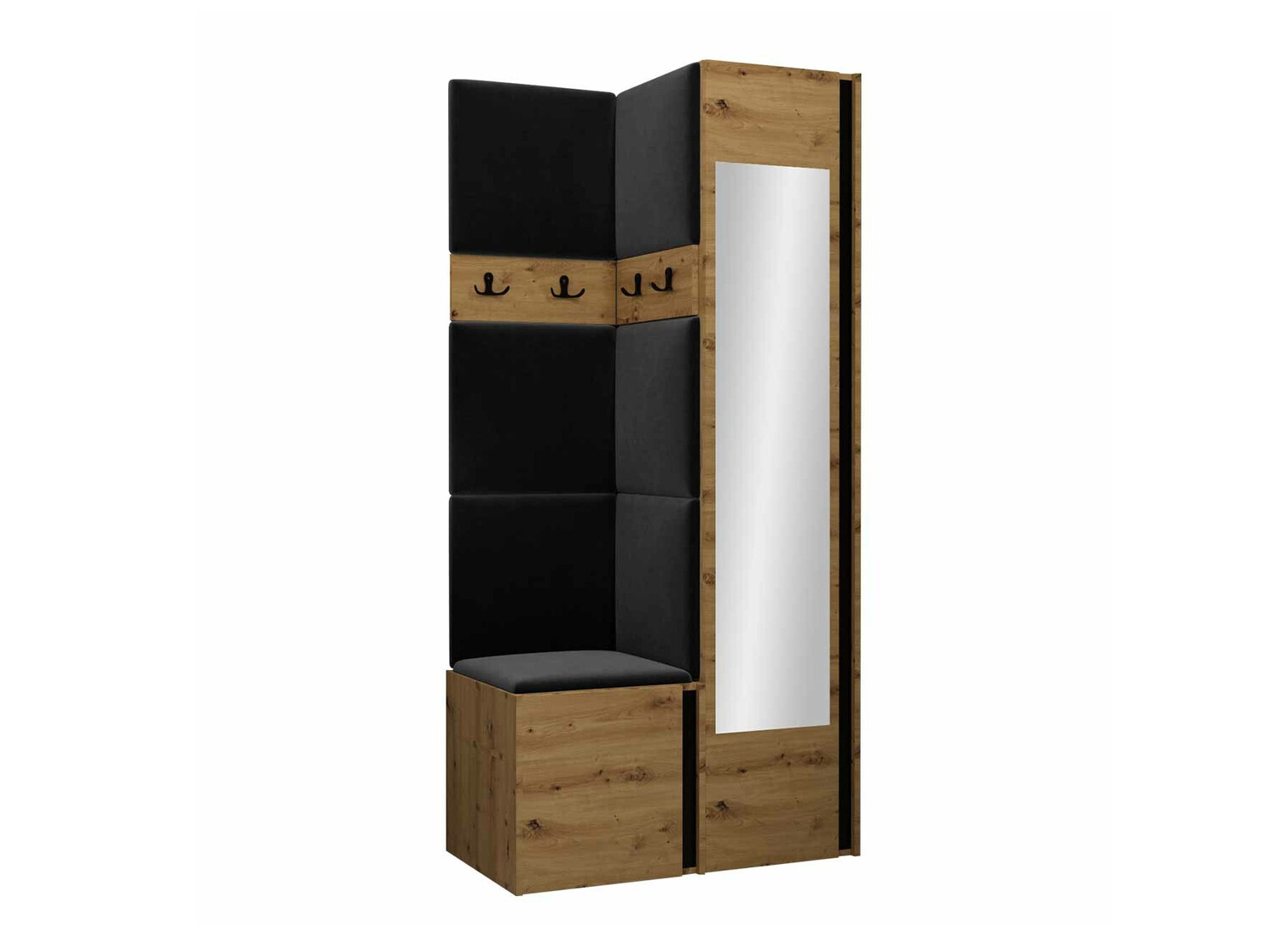 Komplet za predsobo Pinis XXV (Artisan hrast + Črna)