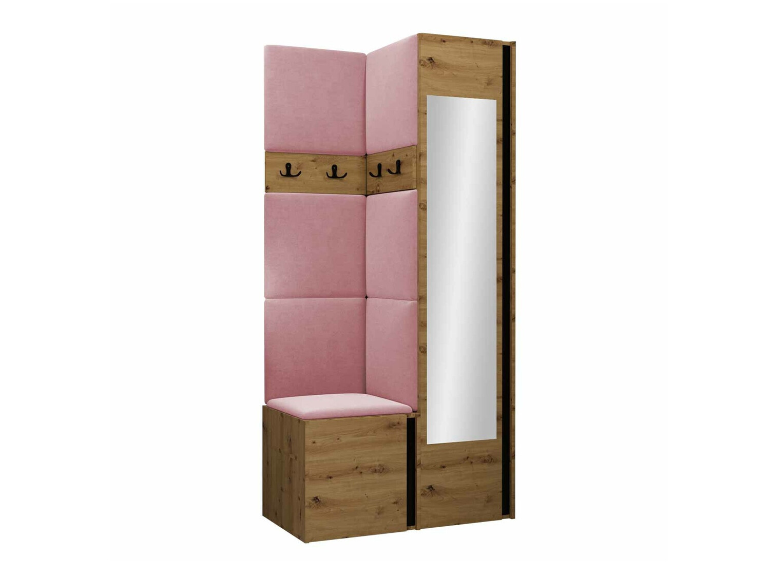 Komplet za predsobo Pinis XXV (Artisan hrast + Črna)