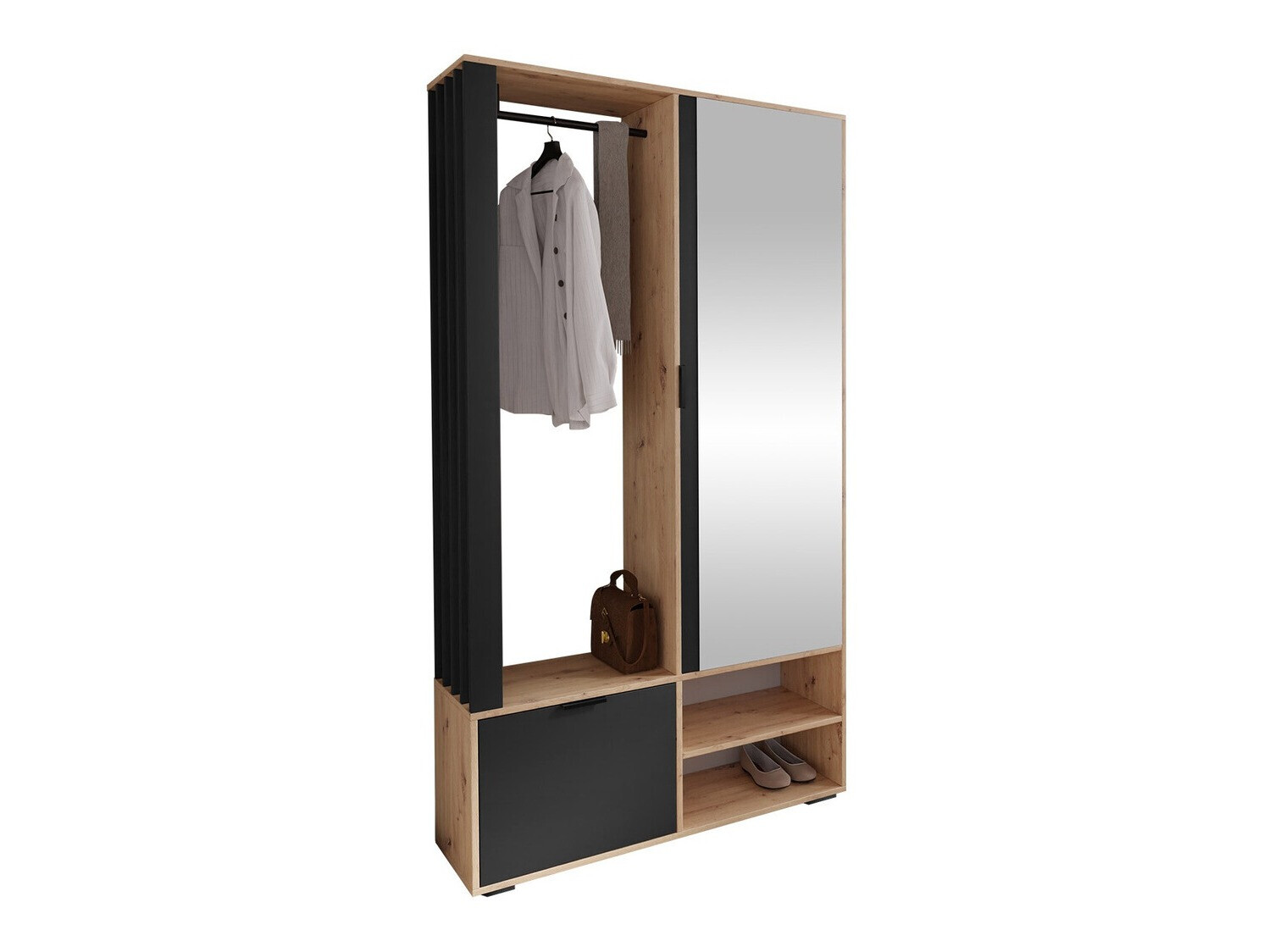 Komplet za predsobo Stanton 145 (Artisan hrast + Črna)