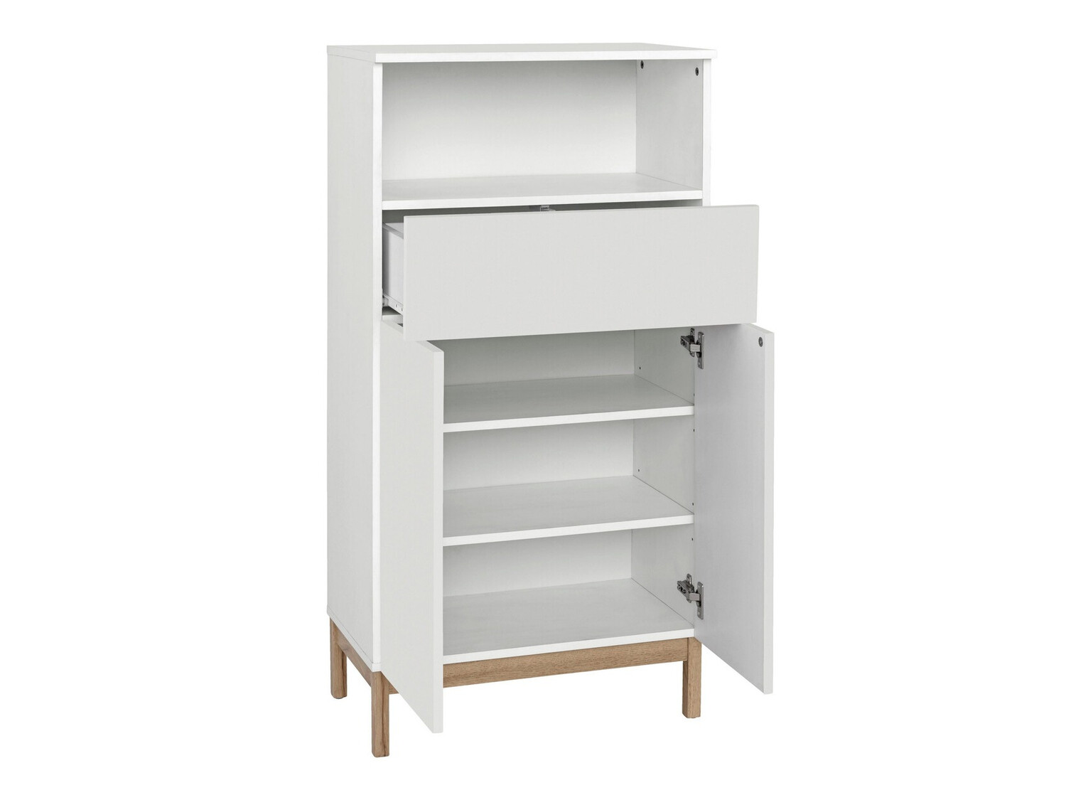 Prostostoječa Kopalniška omarica Tolcami 104 (Bela + Hrast)