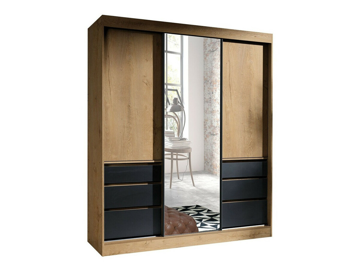 Garderobna omara Toledo 120 (Hrast lefkas + Črna)