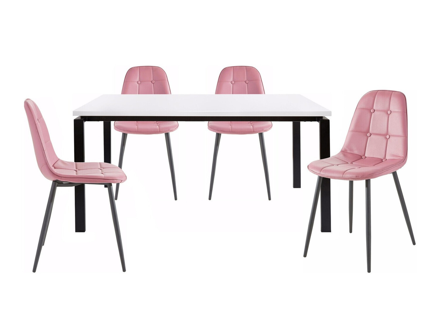 Jedilniški komplet Denton 275 (Bela + Črna + Roza)