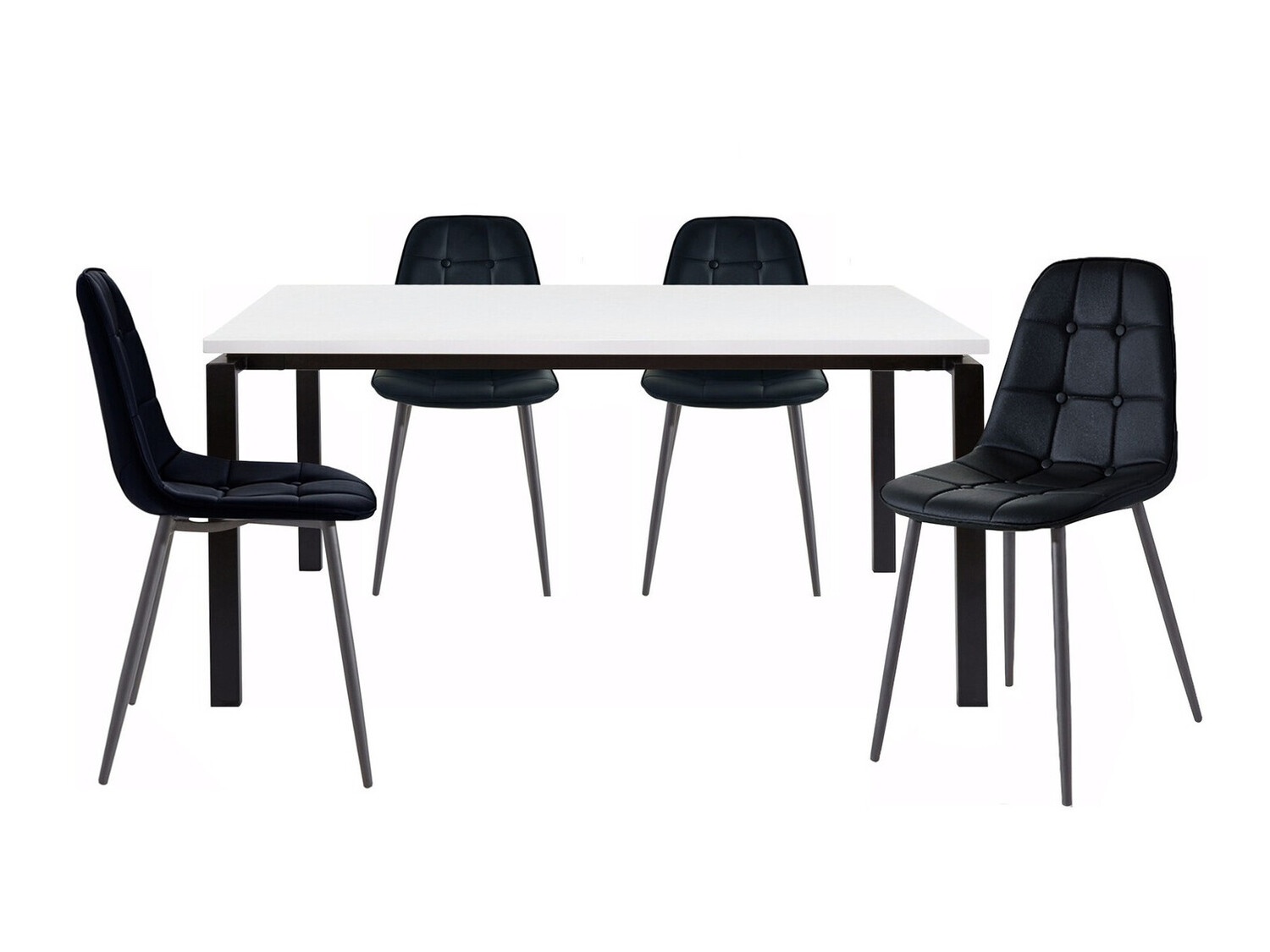 Jedilniški komplet Denton 275 (Bela + Črna)