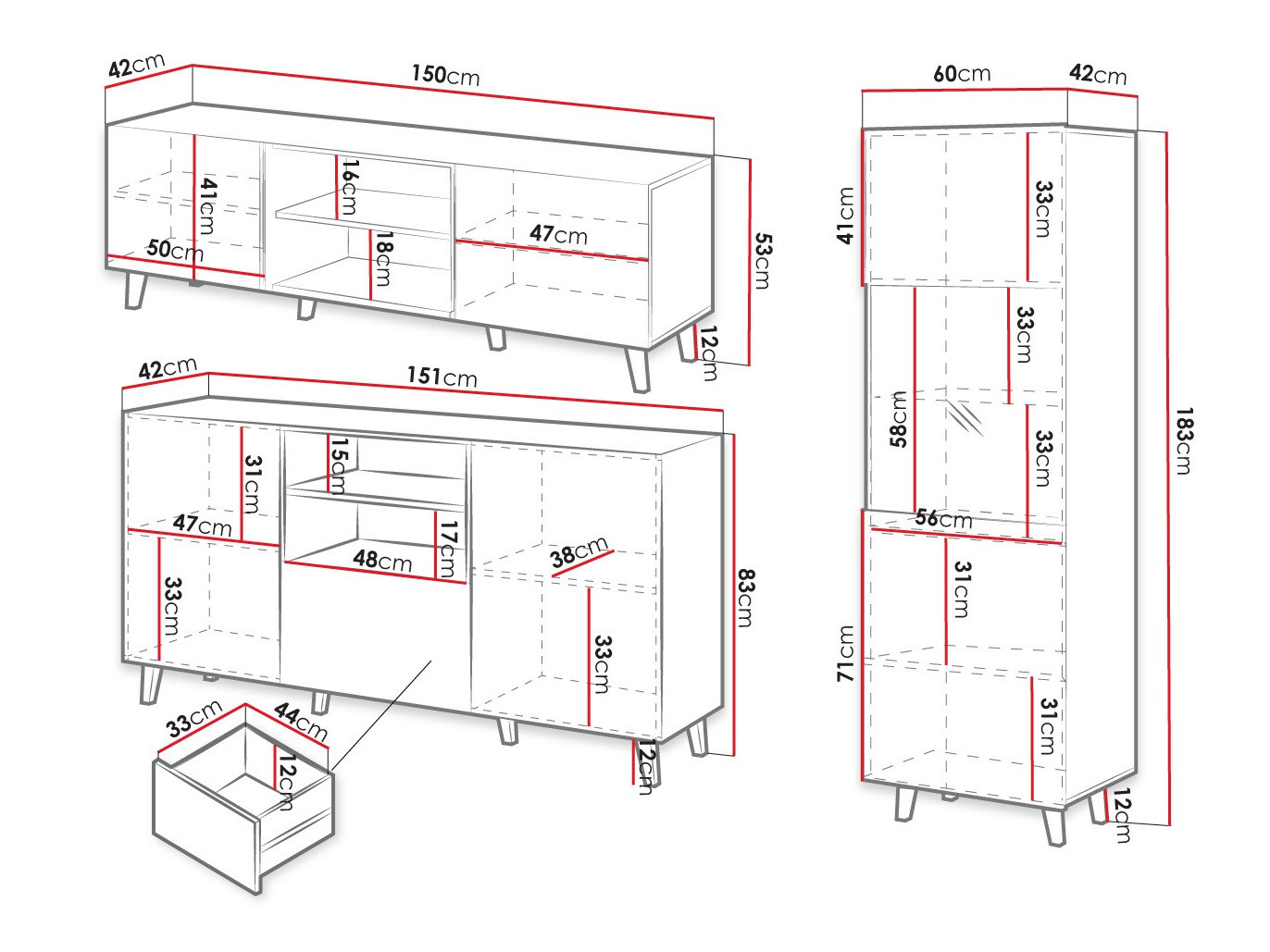 Komplet za dnevno sobo Comes I (Črna + Wotan hrast)