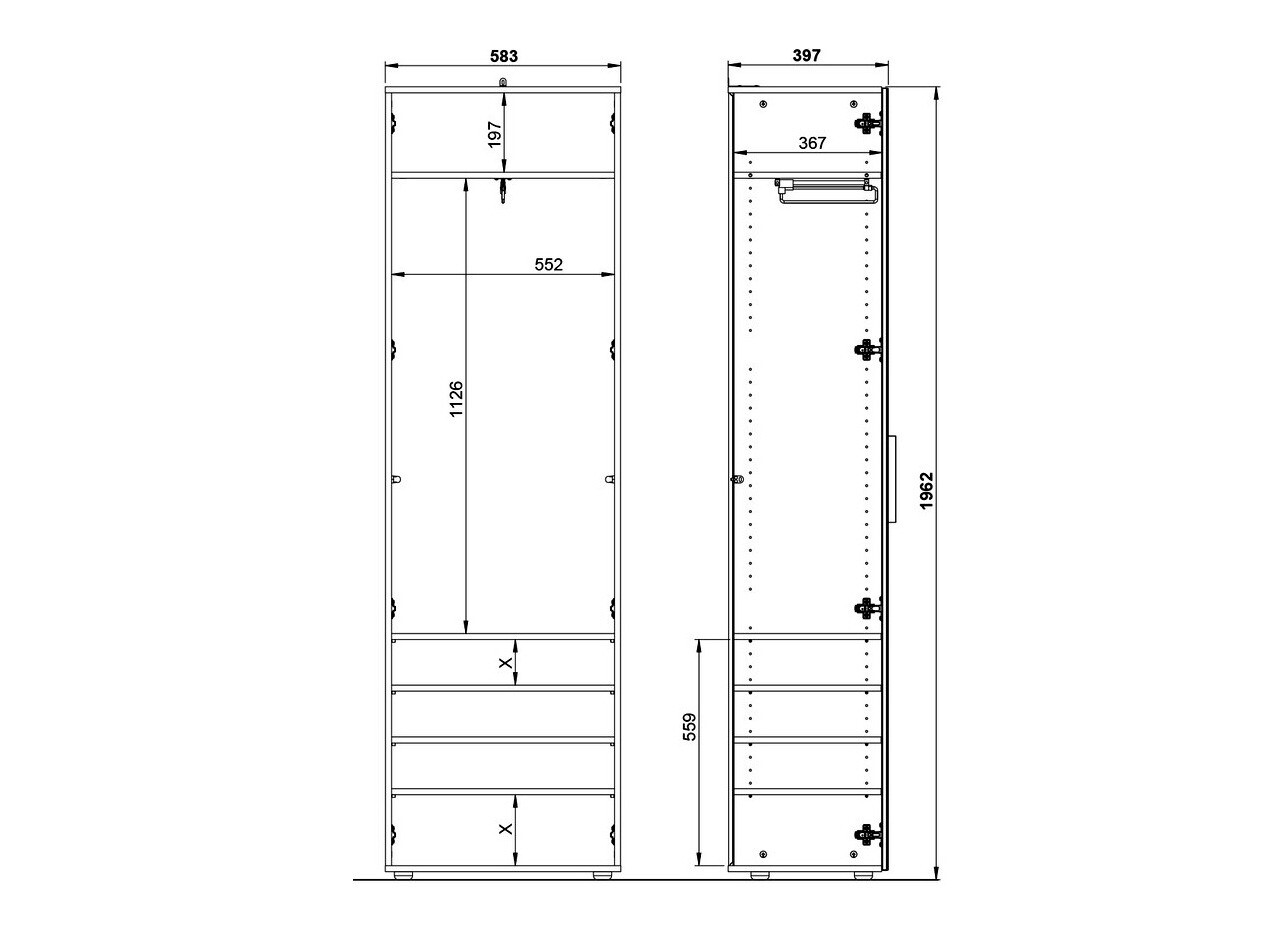 Garderobna omara Fivsori 108 (Sijaj siva + Grafit)