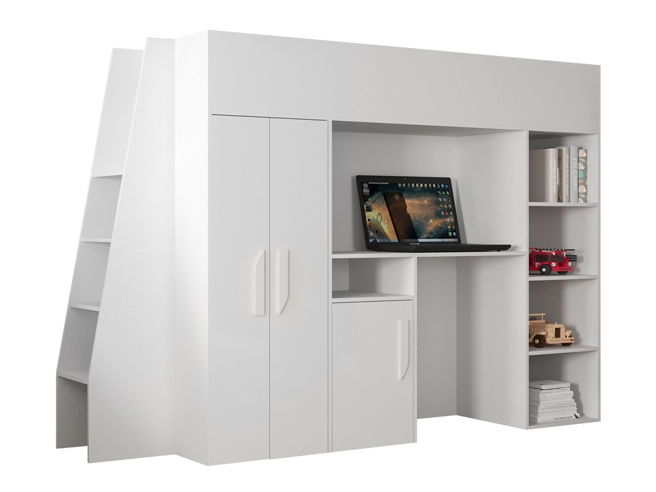 Visoka postelja Hartford 355 (Bela + Sijaj bela)