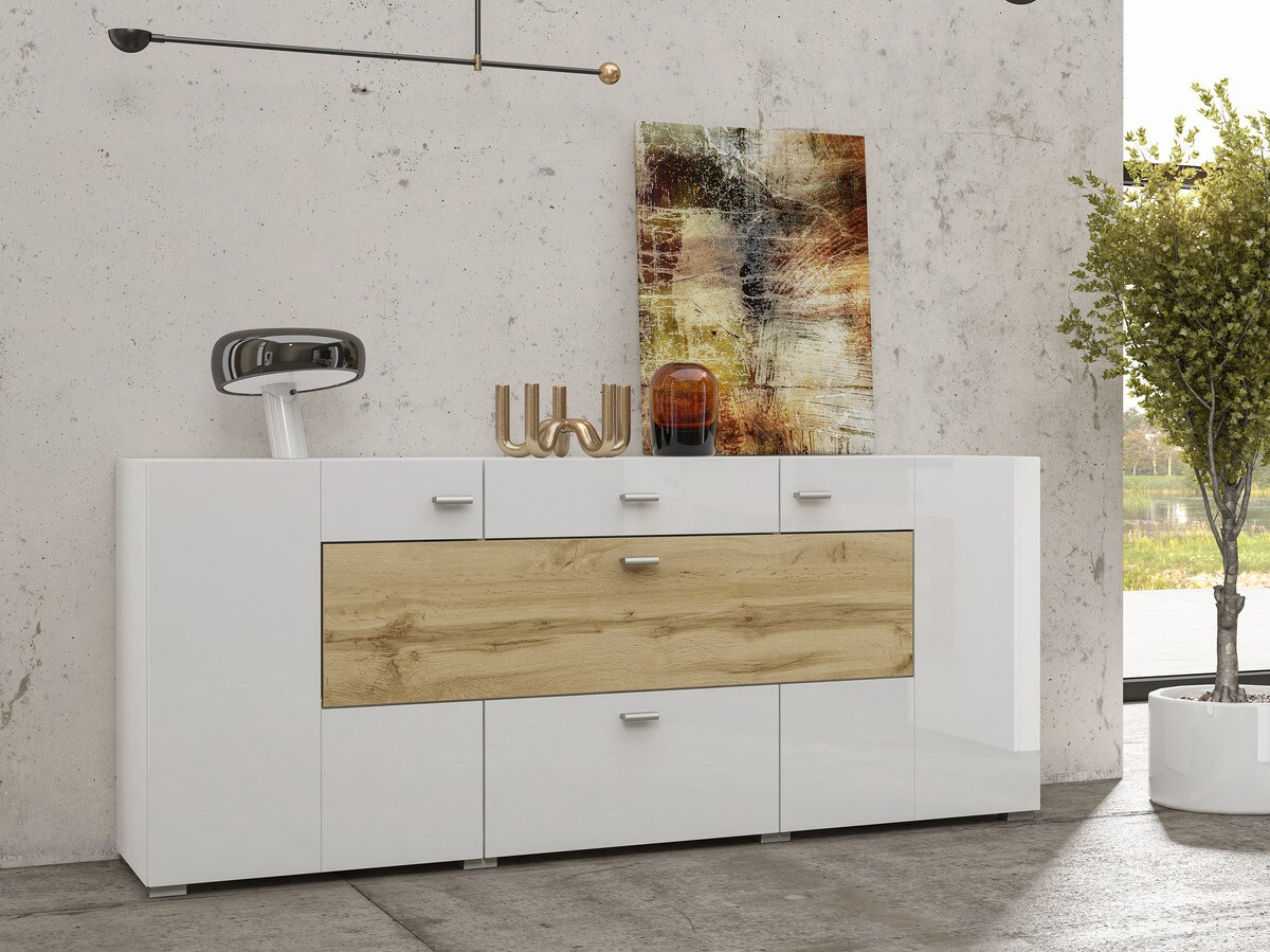 Komoda Mondalo 104 (Wotan hrast + Sijaj bela)