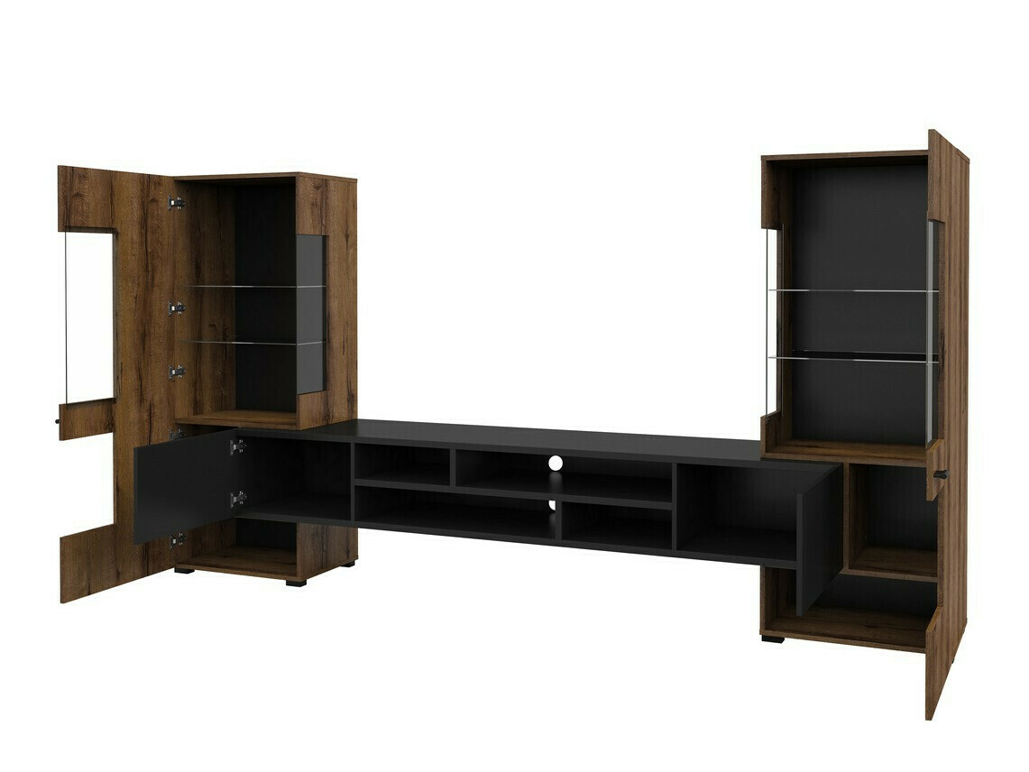 Komplet za dnevno sobo Mondalo 105 (Monastery hrast + Mat črna)