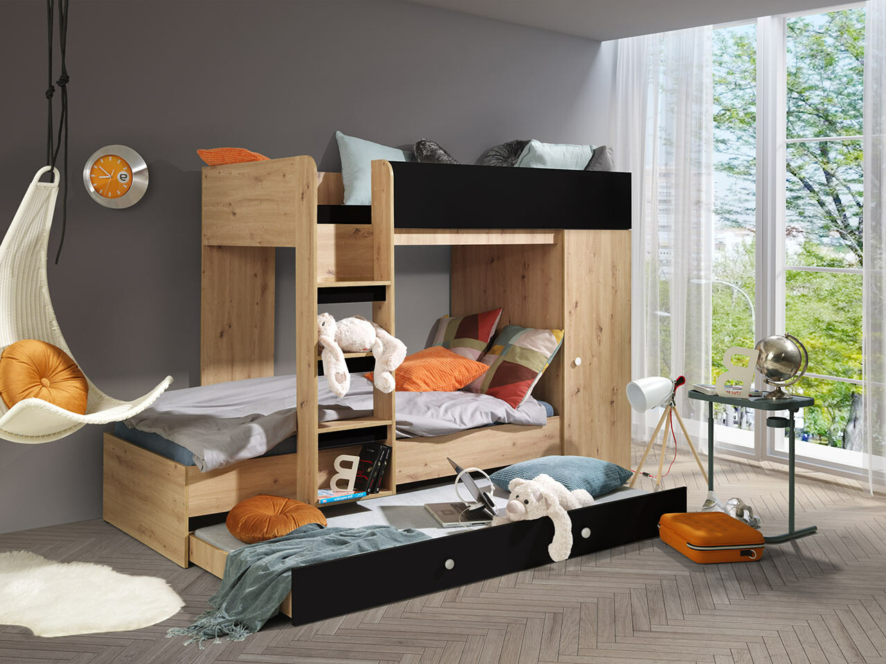 Pograd Hartford 360 (Artisan hrast + Črna)