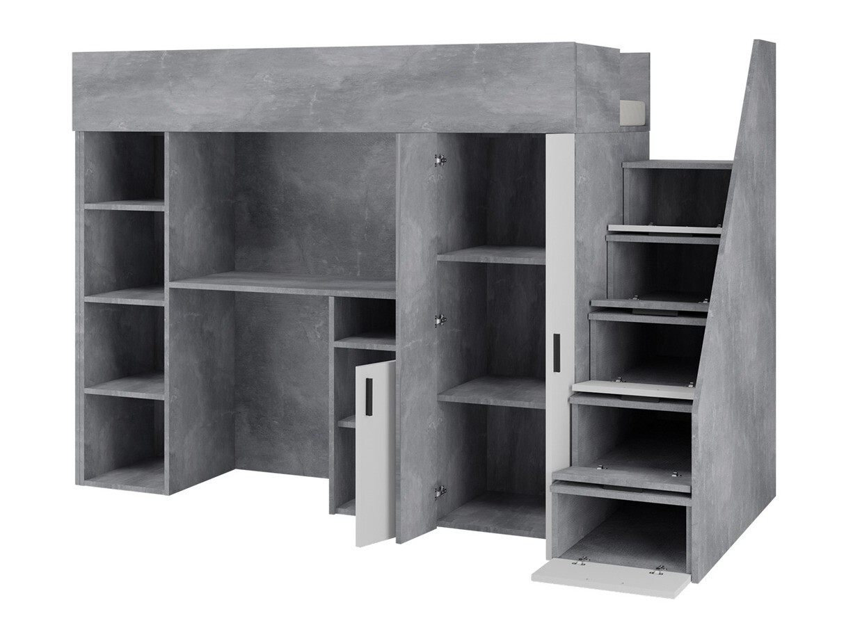 Visoka postelja Hartford 365 (Beton + Bela)