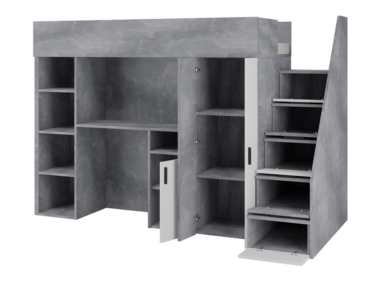 Visoka postelja Hartford 365 (Beton + Črna)