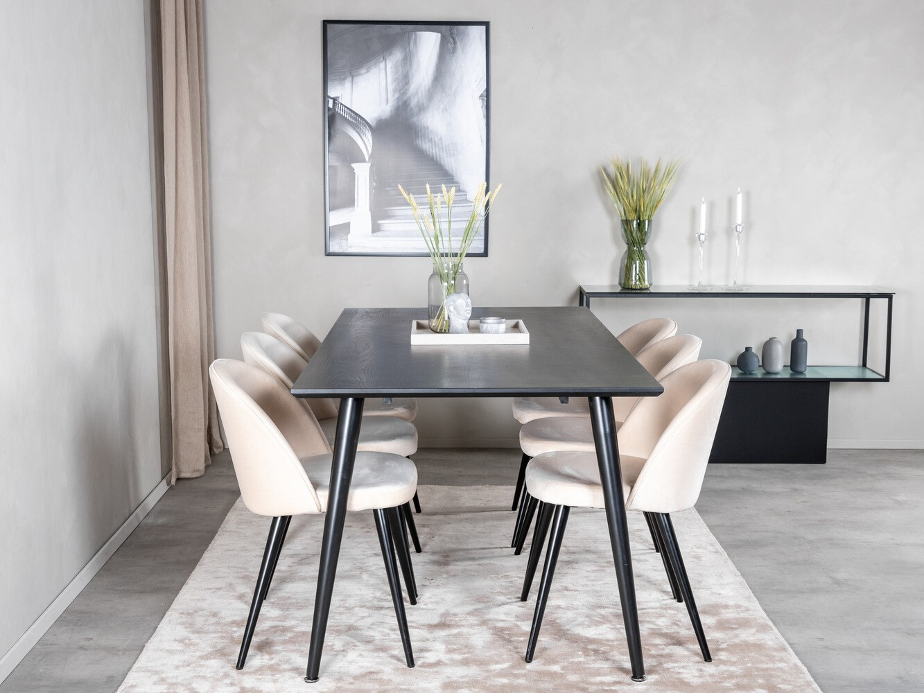 Jedilniški komplet Dallas 1335 (Bež + Črna)