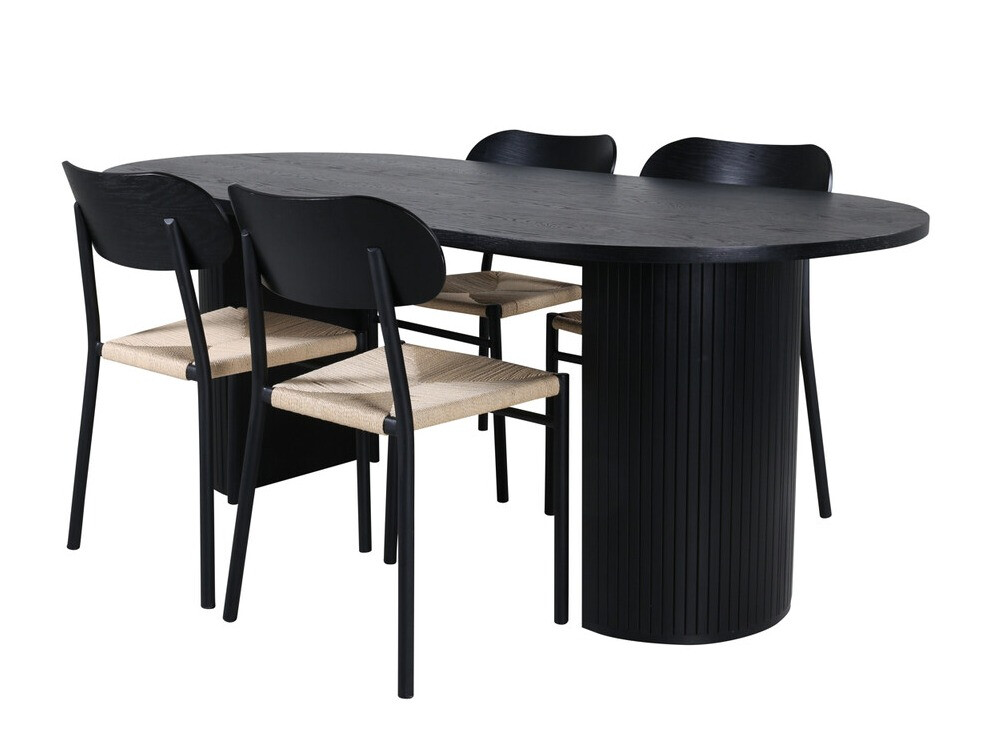 Jedilniški komplet Dallas 3314 (Črna + Svetlo rjava)