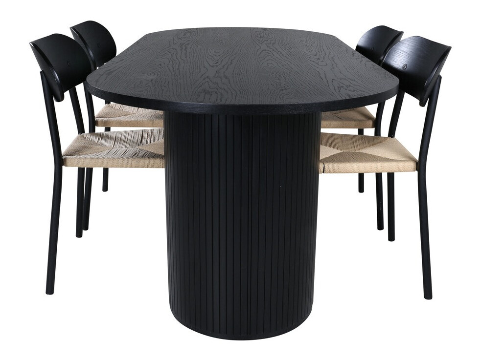 Jedilniški komplet Dallas 3314 (Črna + Svetlo rjava)