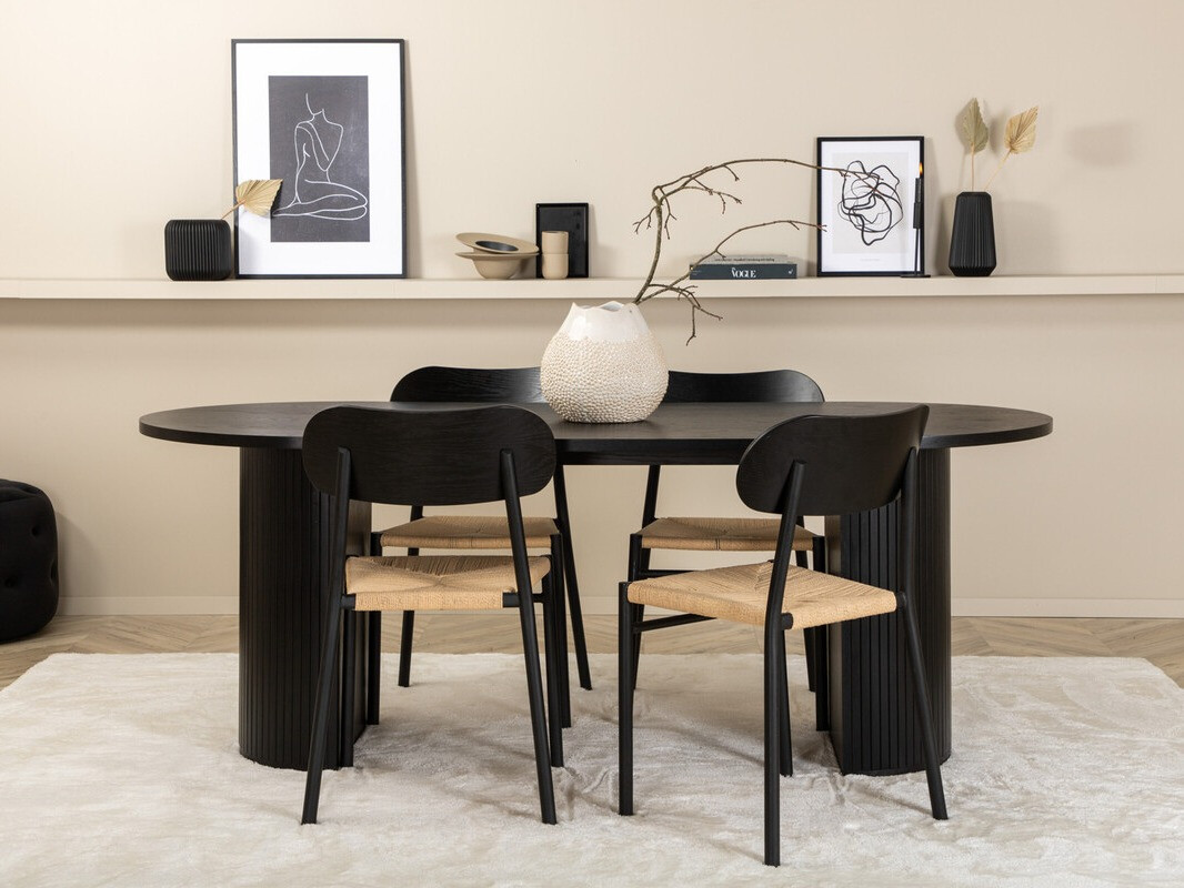 Jedilniški komplet Dallas 3314 (Črna + Svetlo rjava)