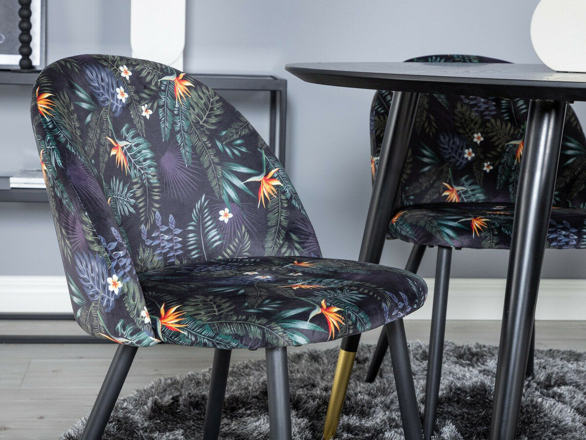 Jedilniški komplet Dallas 1191 (Cvetlični vzorec + Črna)