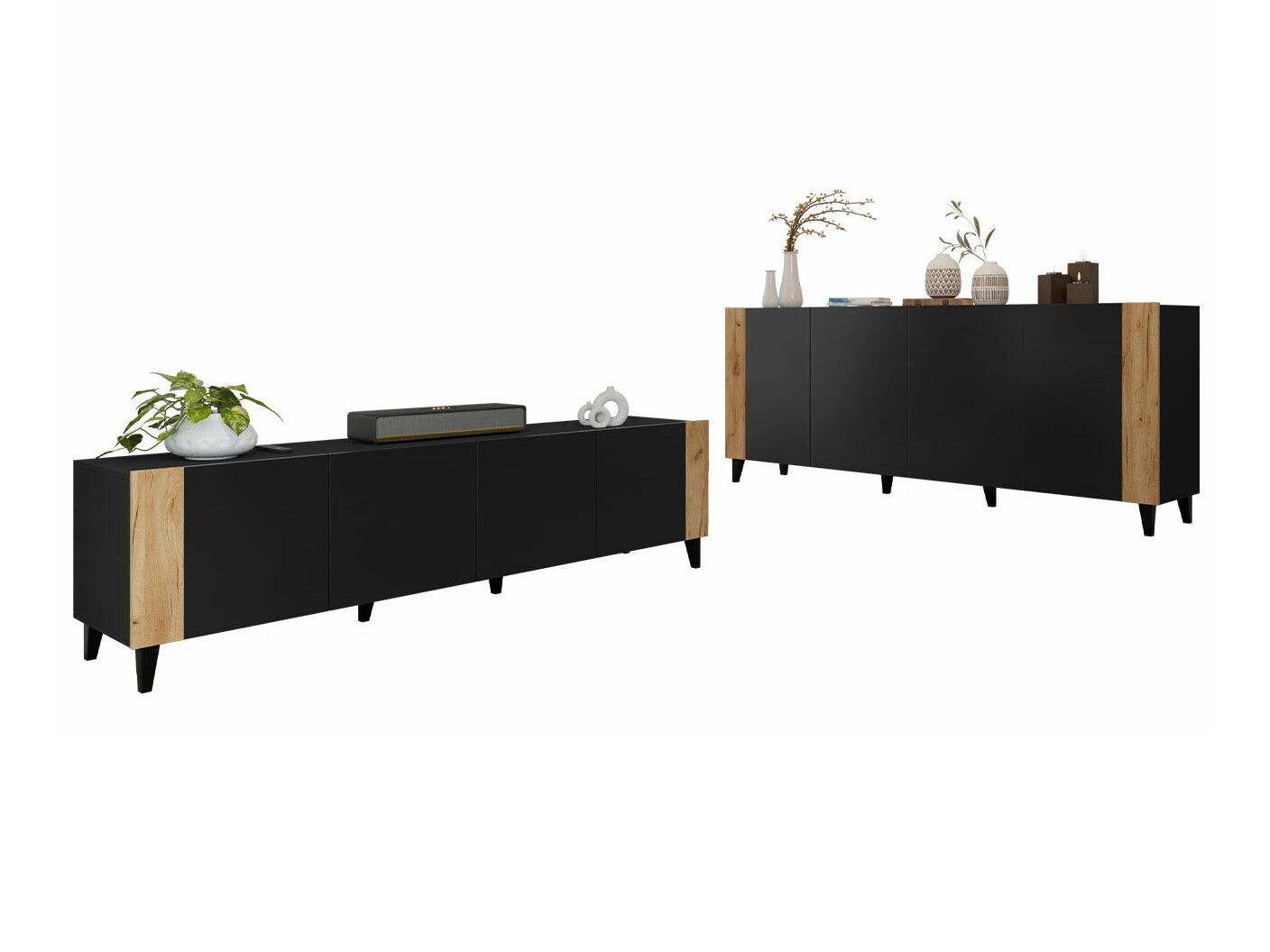 Komplet za dnevno sobo Charlotte 185 (Črna + Craft hrast)