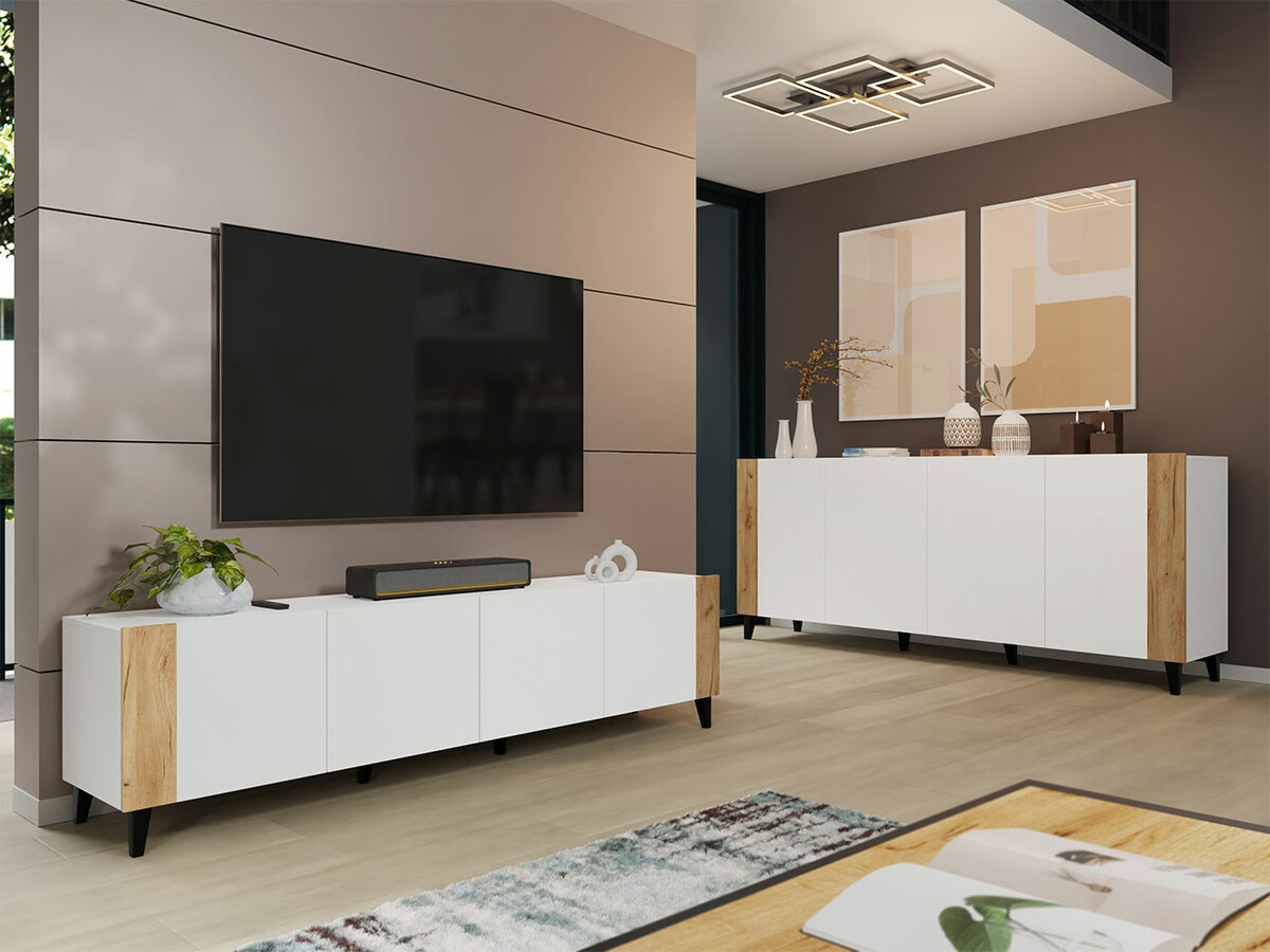 TV-omarica Charlotte 184 (Bela + Craft hrast)