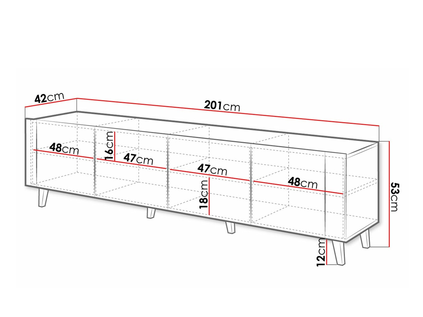 TV-omarica Charlotte 184 (Bela + Craft hrast)
