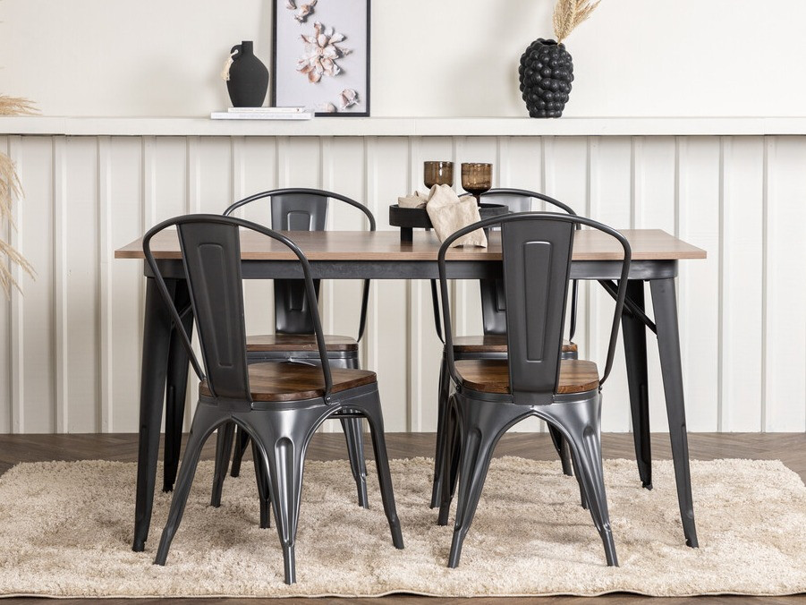 Jedilniški komplet Dallas 3366 (Oreh + Temno siva)