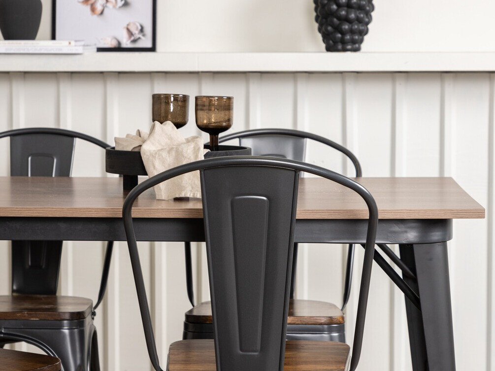 Jedilniški komplet Dallas 3366 (Oreh + Temno siva)