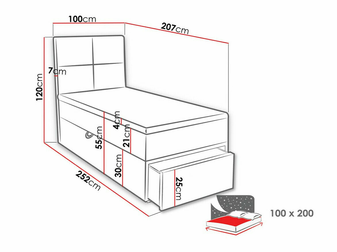 Boxspring postelja Eugene 100 (Muna 14)